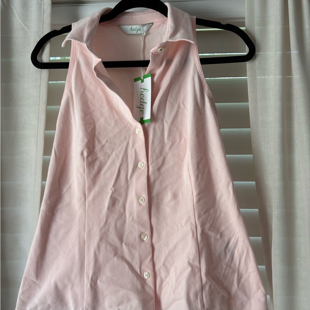 Hedge Stanton Racerback Shirt Sleeveless Polo in Hedgerose Pink Size Small NWT